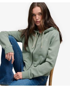 Superdry & Co Athletic Essentials Printed Crop Zip Hoodie - Green