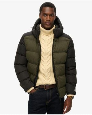 Superdry & Co Hood Colour Block Sport Puffer - Black