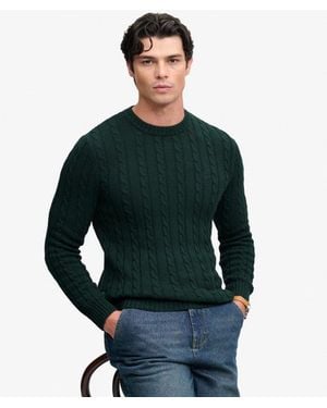 Superdry & Co Cotton Cable Knit Crew Sweater - Green