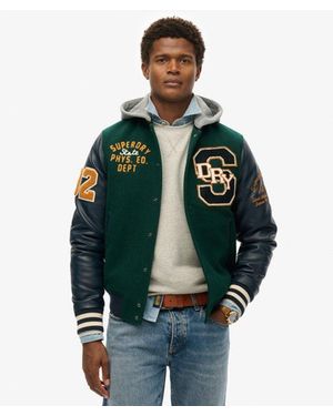 Superdry & Co Hooded University Patched Bomber Jacket - Green