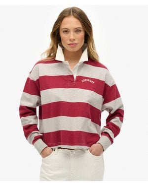 Superdry & Co Athletic Essentials Stripe Rugby Top - Red