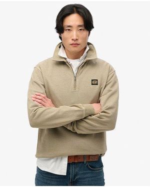 Superdry Contrast Stitch Half Zip Top - Natural