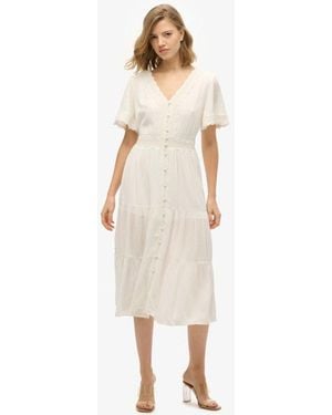 Superdry Ibiza Short Sleeve Midi Tea Dress - Natural
