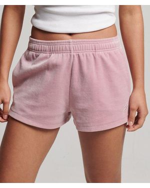 Superdry S Logo Velour Shorts - Pink