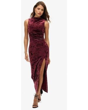 Superdry Velvet Maxi Dress - Red