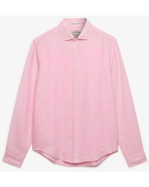 Superdry & Co Riviera Long Sleeve Linen Shirt - Pink