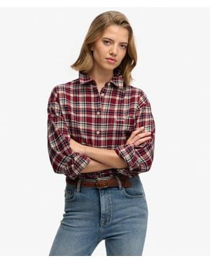 Superdry & Co Check Flannel Relaxed Shirt - Red