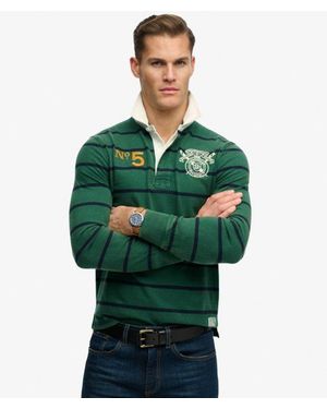 Superdry & Co Double Emblem Stripe Rugby Top - Green