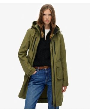 Superdry Hooded Longline Shell Parka - Green