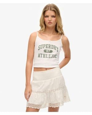 Superdry Ladies Loose Fit Textured Ibiza Lace Mix Mini Skirt - White