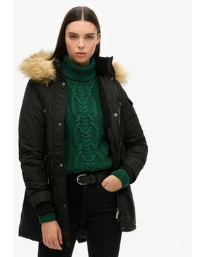 Superdry & Co Logo Badge Nadare Microfibre Parka Coat - Green
