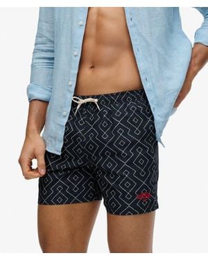 Superdry Premium Bedrukte 15-inch Zwemshort - Blauw