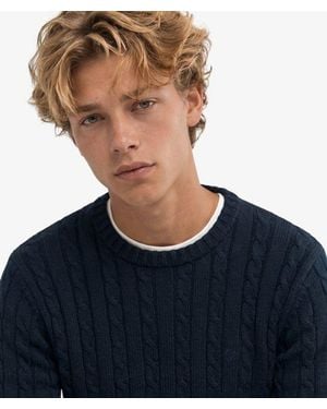 Superdry & Co Cotton Cable Knit Crew Jumper - Blue