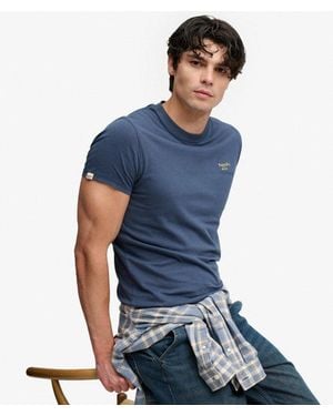 Superdry Essential Serif Logo T-shirt Slanke Pasvorm - Blauw
