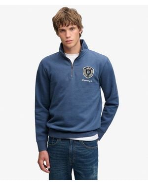 Superdry & Co Vintage Athletic Half Zip Sweatshirt - Blue