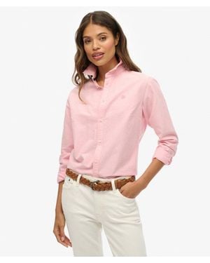 Superdry Slim Oxford Long Sleeve Shirt - Pink
