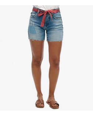 Superdry Vintage Mid Rise Slim Shorts - Blue