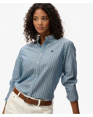 Superdry & Co Slim Oxford Button Down Long Sleeve Shirt - Blue
