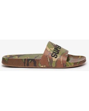 Superdry & Co Camo Print Pool Sliders - White