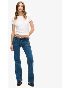 Superdry & Co Organic Cotton Vintage Low Rise Slim Flare Jeans - Blue