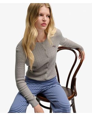 Superdry & Co Lichtgewicht Essential Cardigan Relaxed Pasvorm - Blauw