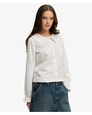 Superdry & Co Collared Long Sleeve Top - White