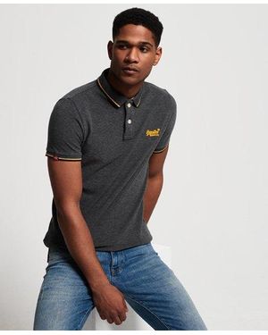 Superdry Organic Cotton Classic Poolside Pique Polo Shirt Marl - Blue
