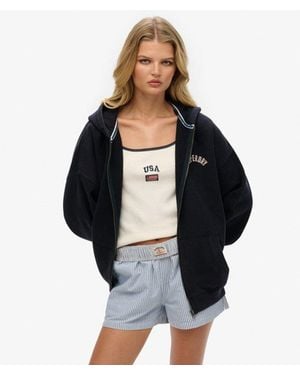 Superdry & Co Athletic Essentials Oversized Zip Hoodie - Black