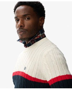 Superdry & Co Cotton Stripe Cable Jumper - Red