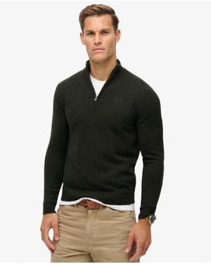 Superdry & Co Essential Embroidered Knitted Half Zip Sweater - Black