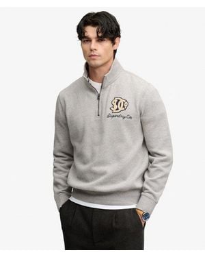 Superdry Vintage Athletic Half Zip Sweatshirt Relaxed Pasvorm - Grijs