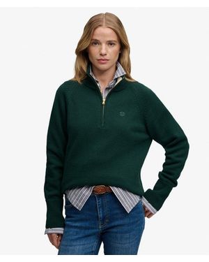 Superdry Classic Cotton Knit Half Zip Sweater - Green