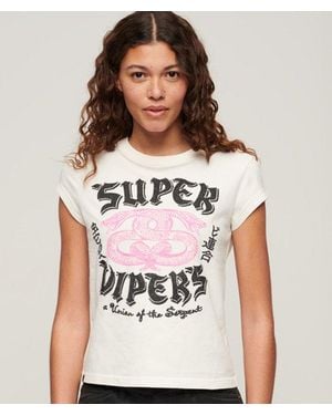 Superdry Embellished Poster Cap Sleeve T-shirt - White