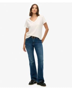 Superdry Organic Cotton Mid Rise Flare Jeans Size: 26/32 - Blue