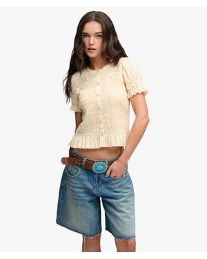 Superdry Korte Mouw Smock Top - Blauw