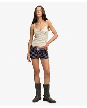 Superdry Femme Short En Tissu Éponge À Revers Athletic Essentials Taille - Blanc