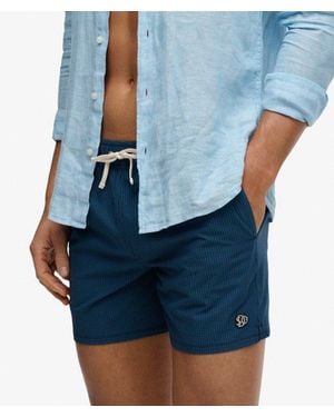 Superdry & Co Seer Sucker 15-inch Swim Shorts - Blue