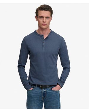 Superdry & Co Slub Long Sleeve Jersey Henley Top - Blue