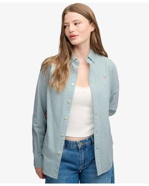 Superdry & Co Slim Oxford Button Down Long Sleeve Shirt - Blue
