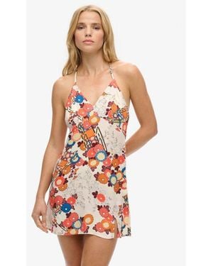 Superdry & Co Printed Mini Slip Dress - White