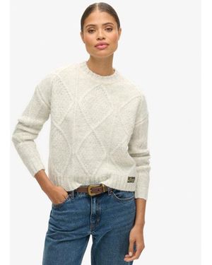 Superdry & Co Chunky Cable Knit Jumper - White