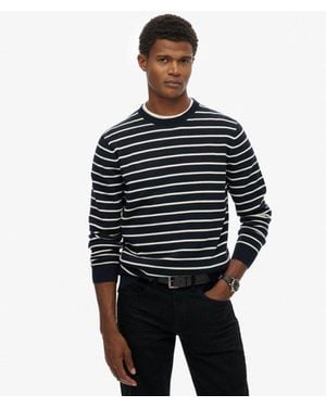 Superdry Homme The Merchant Store-Pull Marin Rayé Taille - Bleu