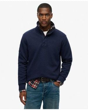Superdry Klassieke Katoenen Piqué-trui Met Halve Rits - Blauw