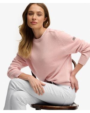 Superdry Slouchy Knitted Crew Jumper - Pink