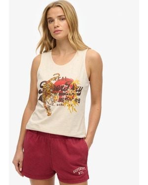 Superdry & Co Vintage Logo Tokyo Scoop Neck Tank Top - Red