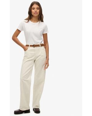 Superdry Mid Rise Wide Leg Jeans - White