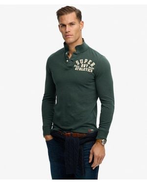 Superdry Vintage Athletic Polo Met Lange Mouwen - Groen