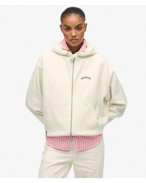 Superdry & Co Essential Logo Raglan Zip Hoodie - Natural