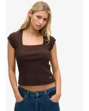 Superdry & Co Athletic Essentials Square Neck Top - Black
