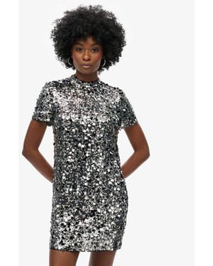 Superdry & Co Sequin T-shirt Mini Dress - Grey